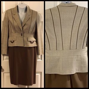 NWOT Carlisle Silk & Leather 2 Piece Suit Sz 8
